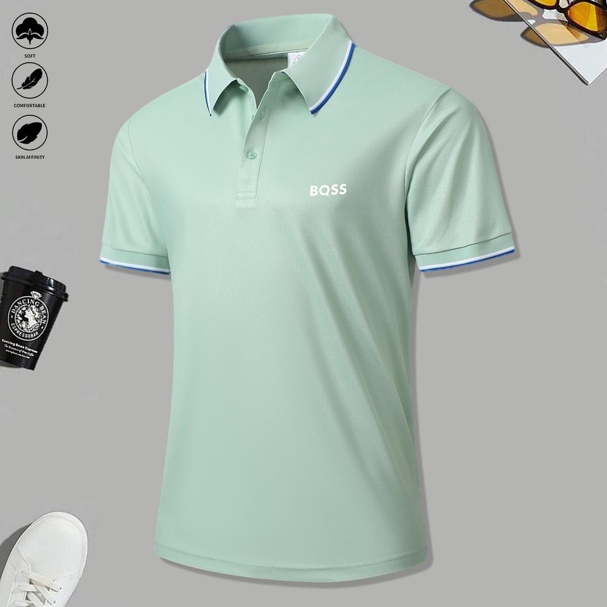2 men's short-sleeved polo shirts with contrasting stripes make ideal work clothes for casual everyday wear and a great gift option for men's formal shirts.