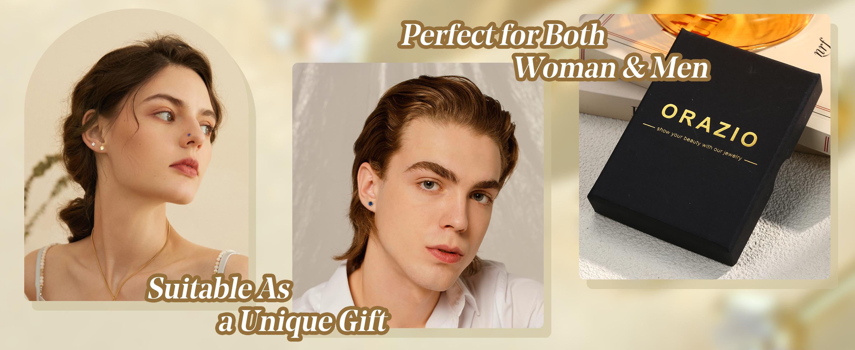 ORAZIO 20G Threadless Flat Back Earrings for Women Men Hypoallergenic Surgical Steel Push in Stud Cartilage Helix Tragus Conch Labret Nostril Piercing Jewelry ORAZIO 20G Threadless Flat Back Earrings for Women Men Hypoallergenic Surgical Steel Push in Stud Cartilage Helix Tragus Conch Labret Nostril Piercing Jewelry