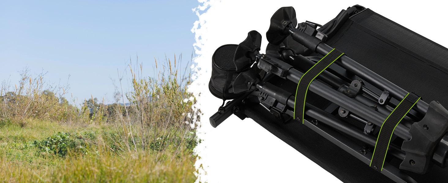 [Aecojoy Hunting Season] Hunting Chair with Detachable Cover, 360° Silent Swivel, Adjustable Height, Mesh Back, Folding Ground Seat, Armrests, Telescopic Legs, Duck Feet, 330 lb Capacity Magnetic Rangefinder Strap Carbon