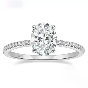 (Oval 3CT）925 Sterling Silver Synthetic Moissanite Ring