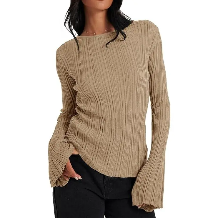 Cicy Bell  Womens Bell Long Sleeve Lightweight Pullover Sweaters Trendy Going Out Knitted Tops 2026 Fall Winter Outfits