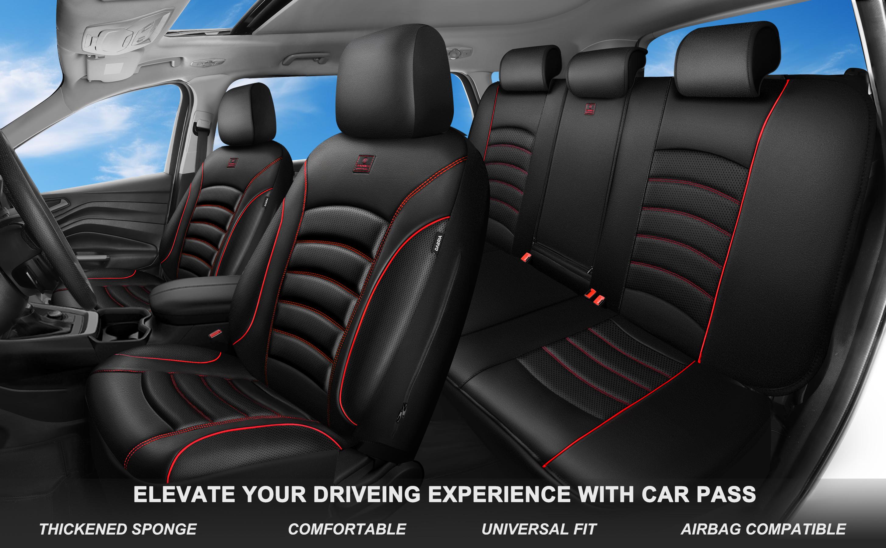 CAR PASS 3D Foam Mesh Leather Car Seat Covers Front Seats, Air Cool Mesh Front Seat Covers for Car, Universal Fit for SUV Truck Sedan Automotive, Armrest Airbag Compatible