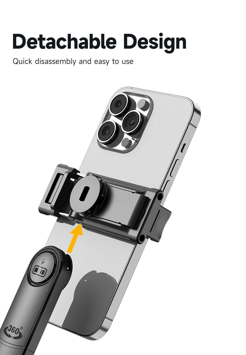 Auto Face Selfie Stick 360° Rotatable Tripod for iPhone One Click Pop Up Gesture Control Handheld Stabilizer Detachable Phone Holder Multifunctional Remote Control 68.9 inches Smartphone Camera Accessories