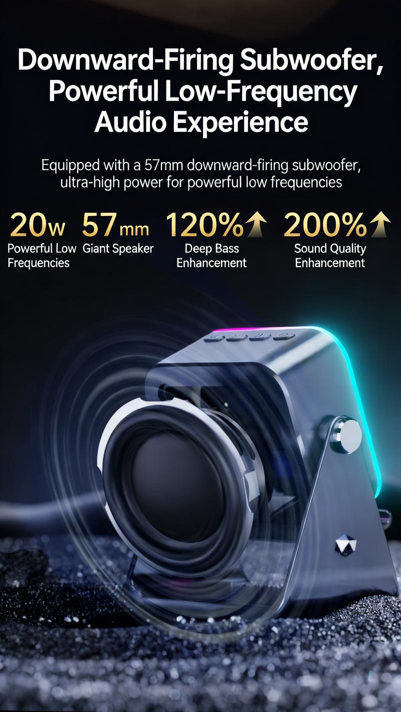 2026 5-in-1 Inductive Bluetooth Speaker with Phone Stand & Amplifier Rechargeable Color Lights Compatible with iPhone & Android Perfect Birthday Gift for Teens