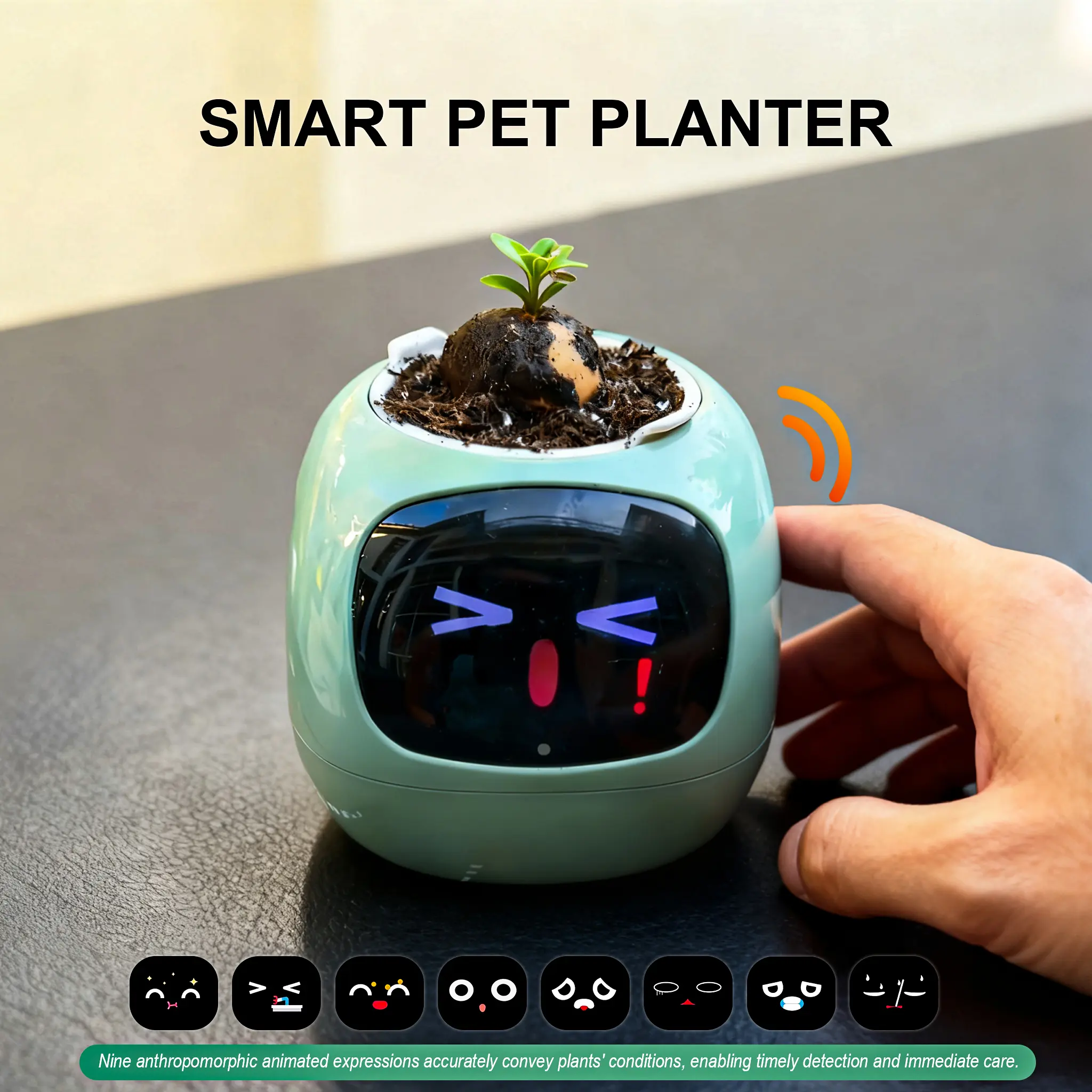 【FaddishDeal】Smart Grow Flower Pot - Portable Garden Planter, Round Planter with Water Monitor & LED Display, Guided Plant Care, Cute Virtual Digital Companion, Neat Desktop Gift, Home Houseplant Automation, Portable Garden Planters, Grow Flower Pots