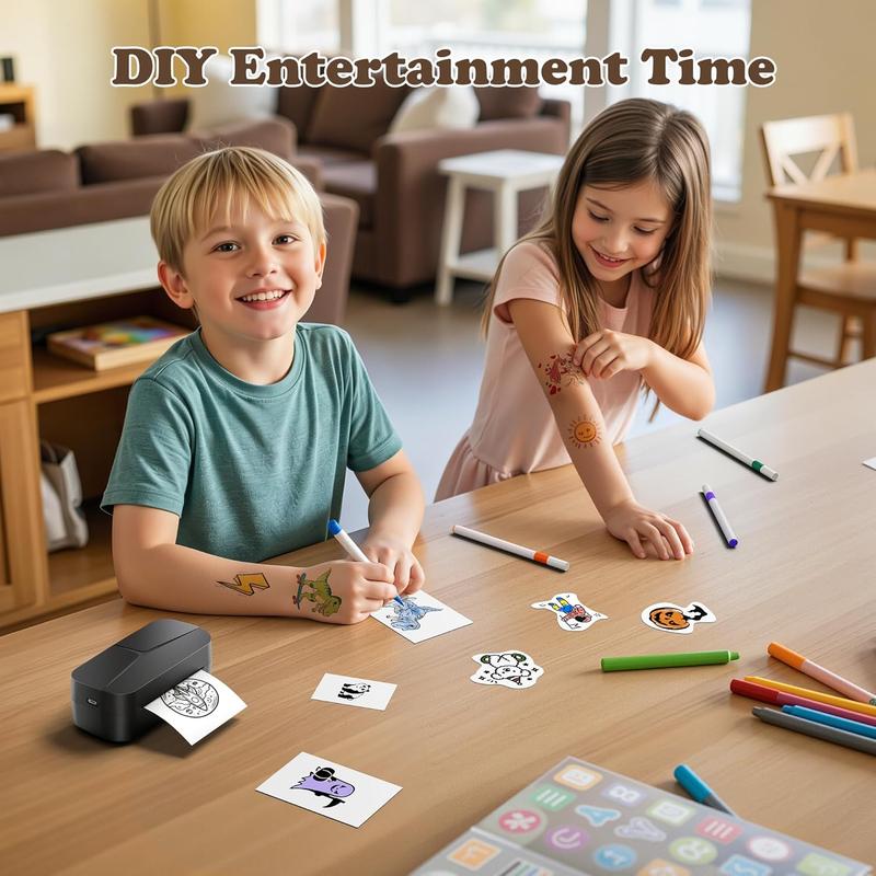 Phomemo DIY Temporary Tattoo Maker, TK32 Tattoo Maker for Kids & Adults, Create Custom Temporary Tattoos, DIY Tattoo Sticker Kit with 50 Papers & 8 Markers, Perfect for Parties, Events, Gifts & Creative Fun, Black