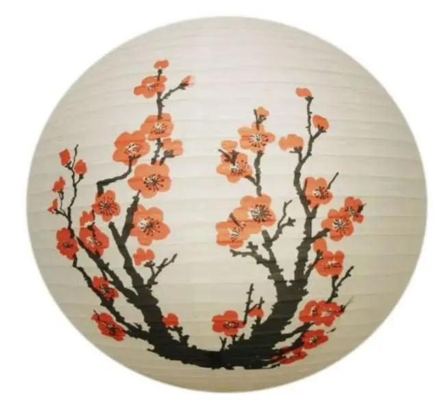 Thy Home 15.5in Diameter Traditional Hand-Painted Round Paper Lantern Hanging Ornaments - Asian Chinese Floral Motif, Hand-Painted Charm, Easy Setup & Store, Festive Party Glow, Cultural Event Decor, Room Decor, Decorative Lighting