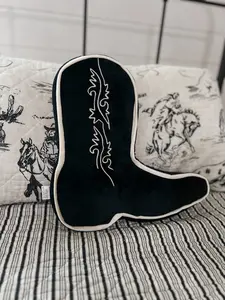 Midnight Black Cowboy Boot Pillow