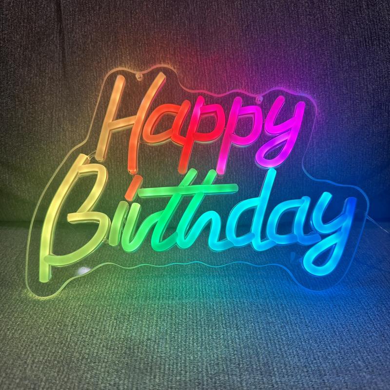 Happy Birthday LED Neon Sign | RGB Colorful Party Wall Light for Bedroom, Party & Kids Room