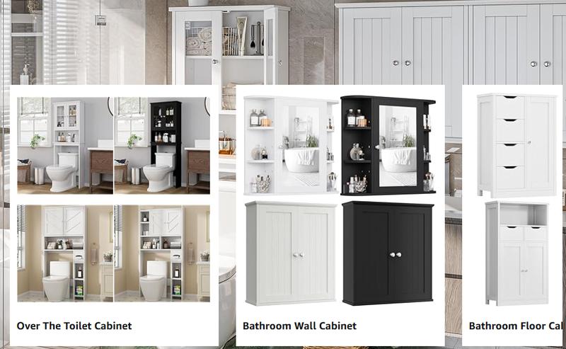 Walsunny Over Toilet Storage Cabinet, Bathroom Shelf Organizer Over Toilet, Washing Machine Box, Space Saver with Adjustable Decorative Racks, White