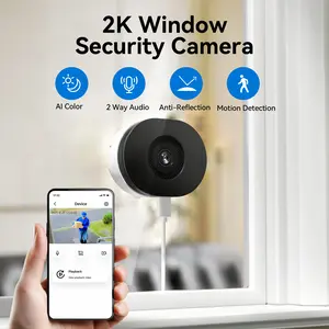 4K HD Wireless Window Camera – 5GHz & 2.4GHz Wi-Fi, Real-Time Alerts, Color Night Vision, Pet, Person & Vehicle Motion Detection, 24/7 Recording, Easy Installation