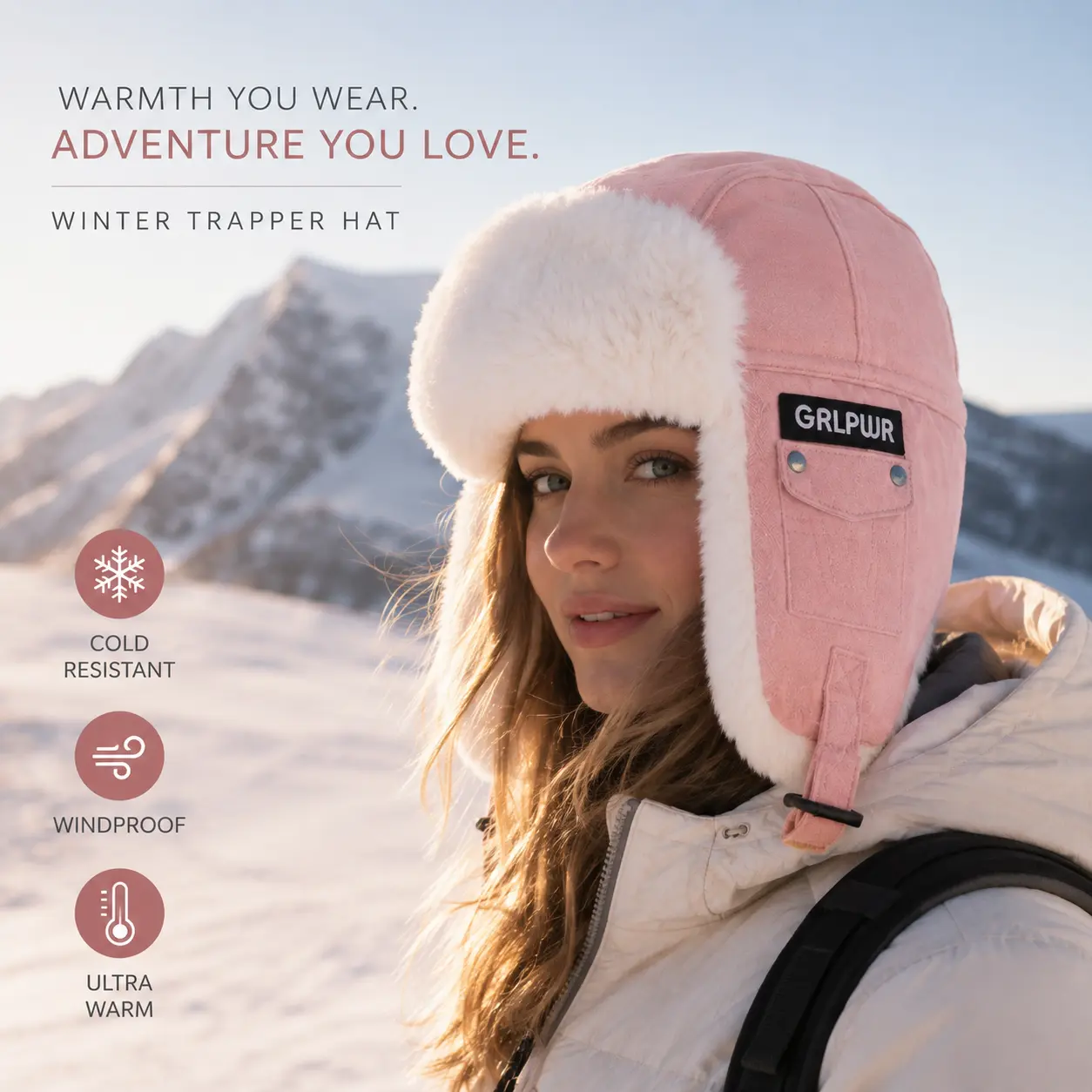 Winter Trapper Hat for Men Women, Warm Faux Fur Ear Flap Hat, Windproof Ushanka Russian Hat, Thick Plush Winter Cap for Skiing, Hiking & Outdoor