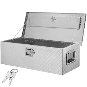 Heavy Duty Aluminum Truck Bed Tool Box, Diamond Plate Tool Box with Side Handle and Lock Keys, Storage Tool Box Chest Box Organizer for Pickup, Truck Bed, RV, Trailer,Silver tool box