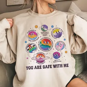 You Are Safe With Me Sweatshirt, Pride Ally Shirt Lgbt Support Shirt, Lgbtq Friendly Hoodie, Rainbow Gay Pride Tee, Pride Flag T-shirt