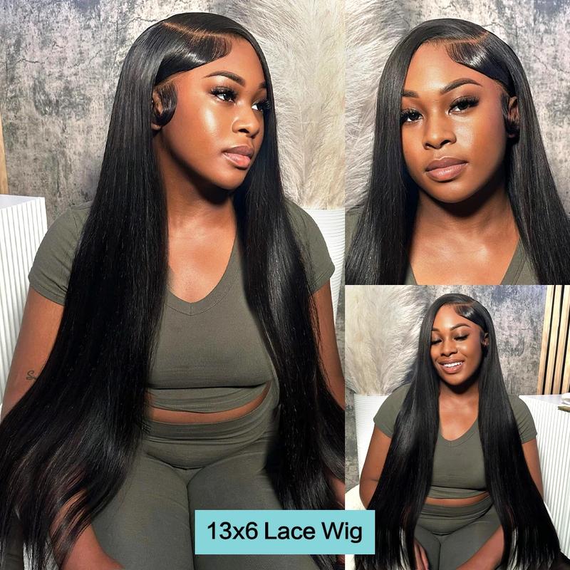 Bling Hair Straight Lace Front Hair Wigs 13x4 13x6 Lace Frontal Human Hair Wig for Women Brazilian Natural Black Hair 180% Density Pre-Plucked Hair Wig TikTokShopBlackFriday