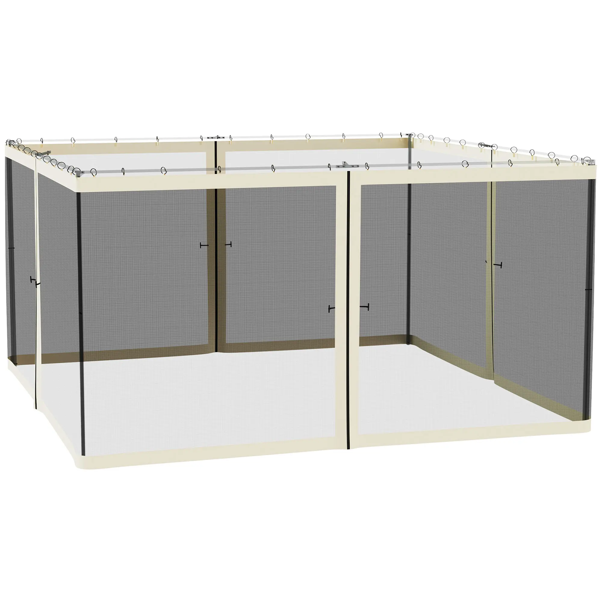 Outsunny Replacement Sidewall Netting, 4-Panel Polyester Mesh Screen for 13' x 13' Gazebos, Universal Fit with Zippers, Cream (Sidewall Only), Netting Screen, Leaves, Intruders