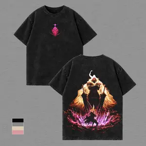 Starscourge Radahn Elden Ring Double Printed Vintage Washed Oversized Cotton T-Shirt, General Radahn Boss Battle Graphic Tee, Dark Fantasy Game Streetwear Shirt, Unisex Retro Acid Wash Gamer Apparel