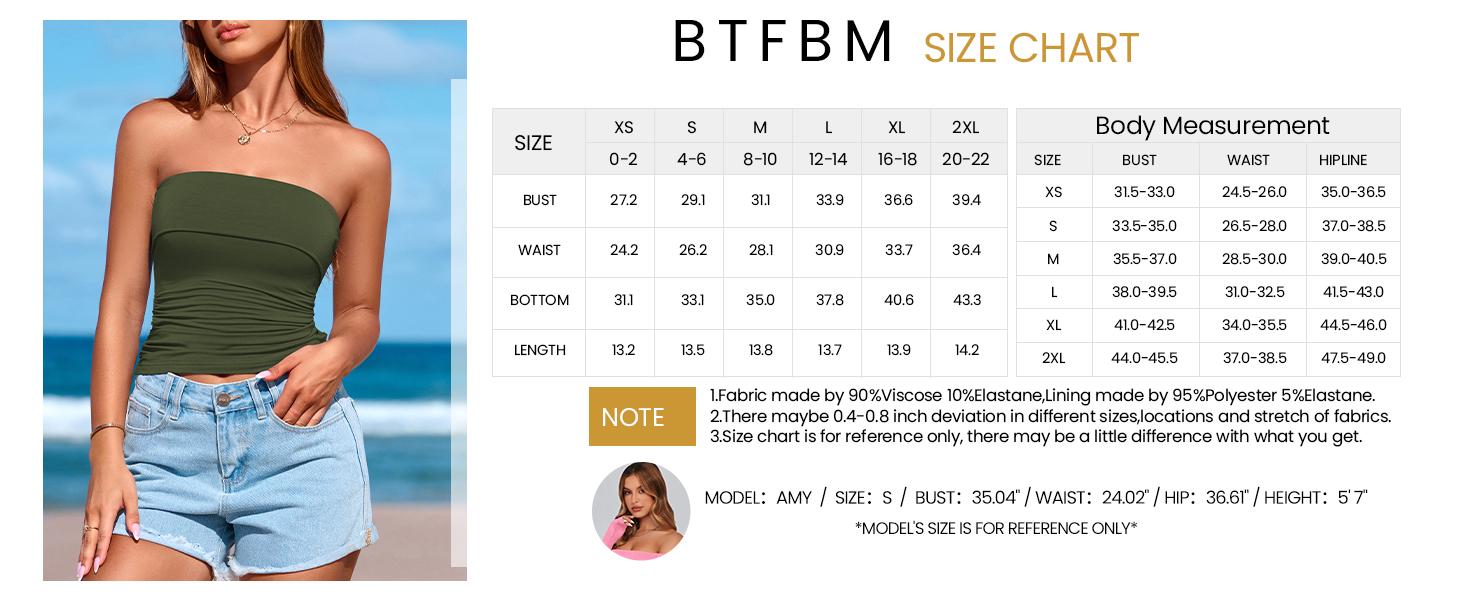 BTFBM Womens Strapless Tube Tops Summer Spring Clothes 2026 Trendy Casual Ruched Stretchy Going Out Bodycon Bandeau Top