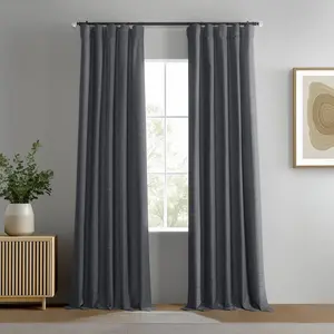 Half Price Drapes Boho Chic Faux Linen Blackout Curtain Pair (2 Panels)