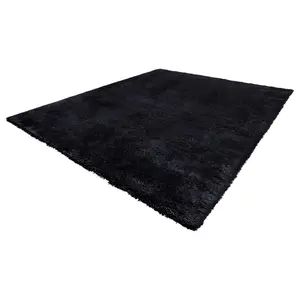 VEVOR Indoor Plush Area Rugs, 8 x 10 ft Soft Plush Carpet, Furry Shag Area Rugs for Living Room, Bedroom, Sunroom, Modern Home Decor Aesthetic, Non-Shedding, Non-Woven, Slip-Resistant, Black