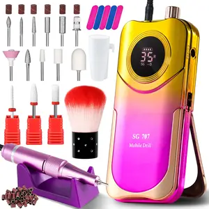 Portable Electric Nail Drill Cordless, 35000 RPM Electric Nail File With Holder,Rechargeable Nail Drill E Filer For Nails,Electric Nail Buffer Nail Filer Electric Tool For Women