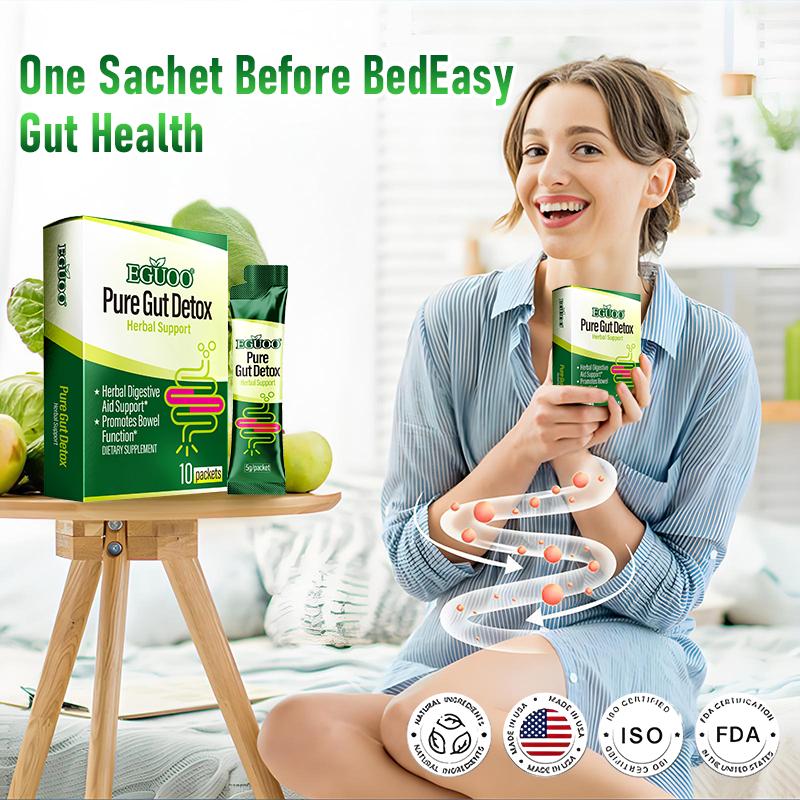 EGUOO Detox Digestive Healthcare - Contains Multi Enzyme Complex and Prebiotic Complex - Senna Leaf and Cascara Sagrada - Gut Cleanse - 10 Packets
