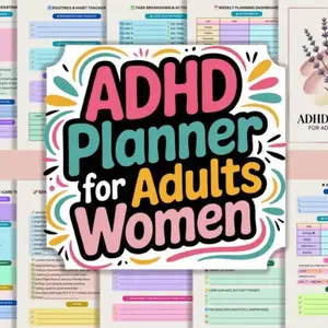 ADHD Planner for Women – 120 Page Printed Planner Pages | Focus & Productivity System for Adult Women with ADHD | Daily, Weekly & Habit Tracker