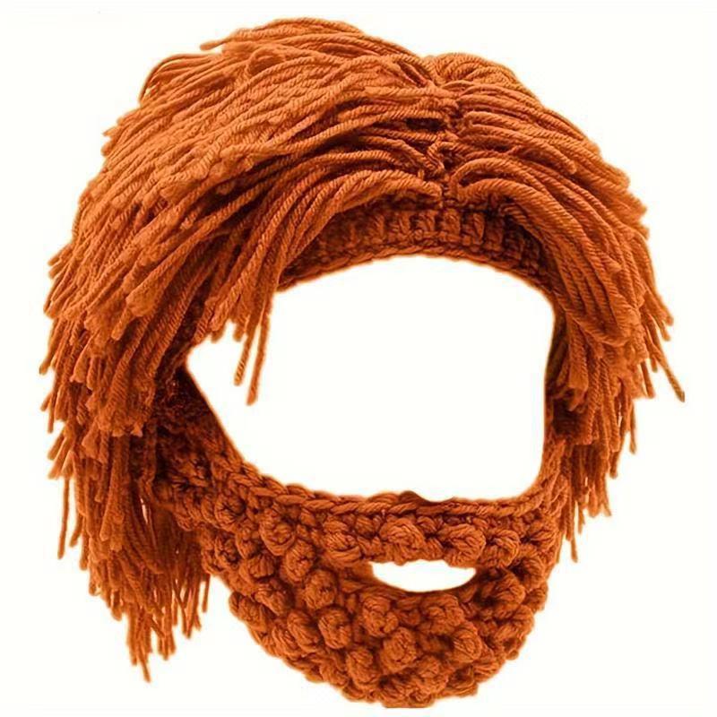 Wig and Beard Knit Hat Hobo Mad Scientist Hip-Hop Style Handmade Warm Winter Hat Unisex Ski Party Gift for Men and Women Cozy and Warm