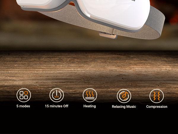 MERACH Eye Massager with Heat Compression and Bluetooth Music Eye Care Device for Relax Comfort Birthday Gift Ideas White Eye Massager