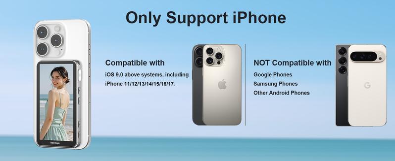 Newmowa Touchscreen Phone Vlog Selfie Monitor Screen, Magnetic Wireless Back Camera Selfie Monitor with Focus Adjustment ONLY for iPhone, Support 4K 30fps Wireless Recording for iPhone 15/16/17 TikTok YouTube Instagram