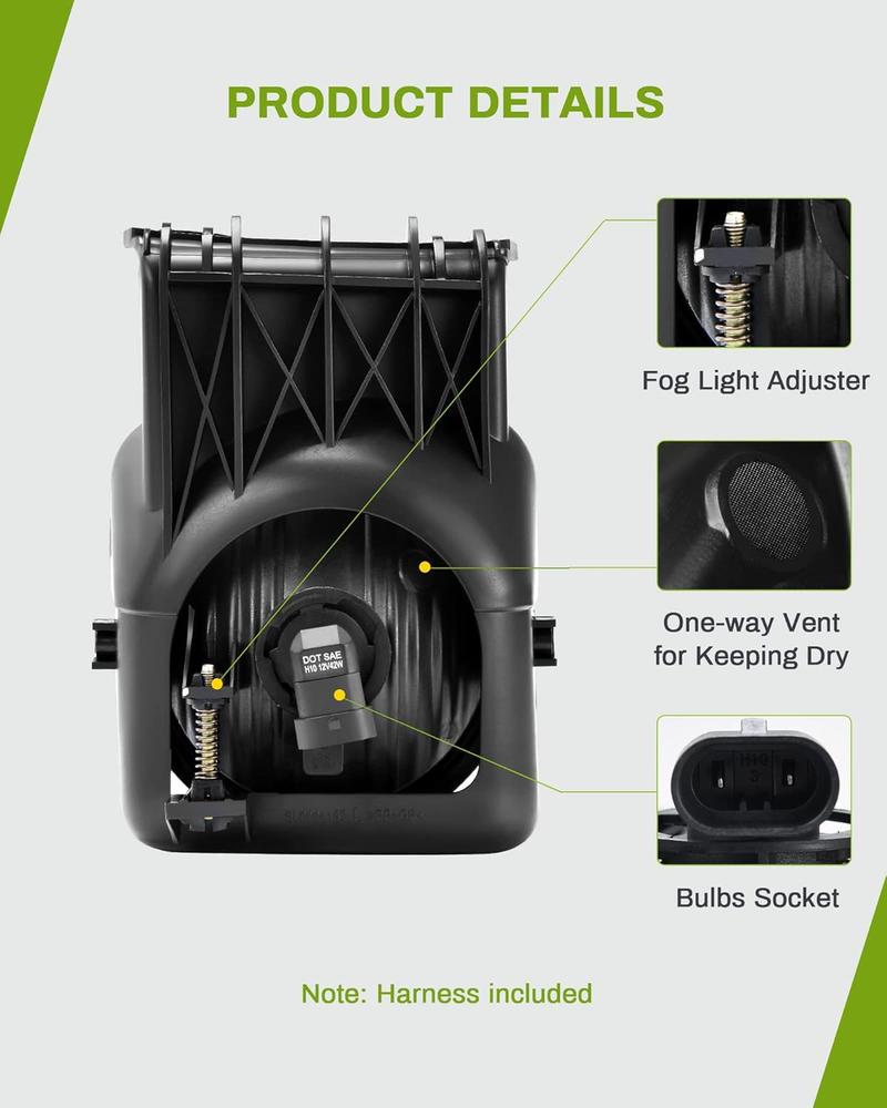 YITAMOTOR Fog Lights Compatible with 2003-2006 GMC Sierra 1500/1500 HD/2500/2500 HD/3500, 2007 GMC Sierra Classic Model 1500 /1500HD /2500 /2500HD /3500, Not Compatible with Denali /C3 Models