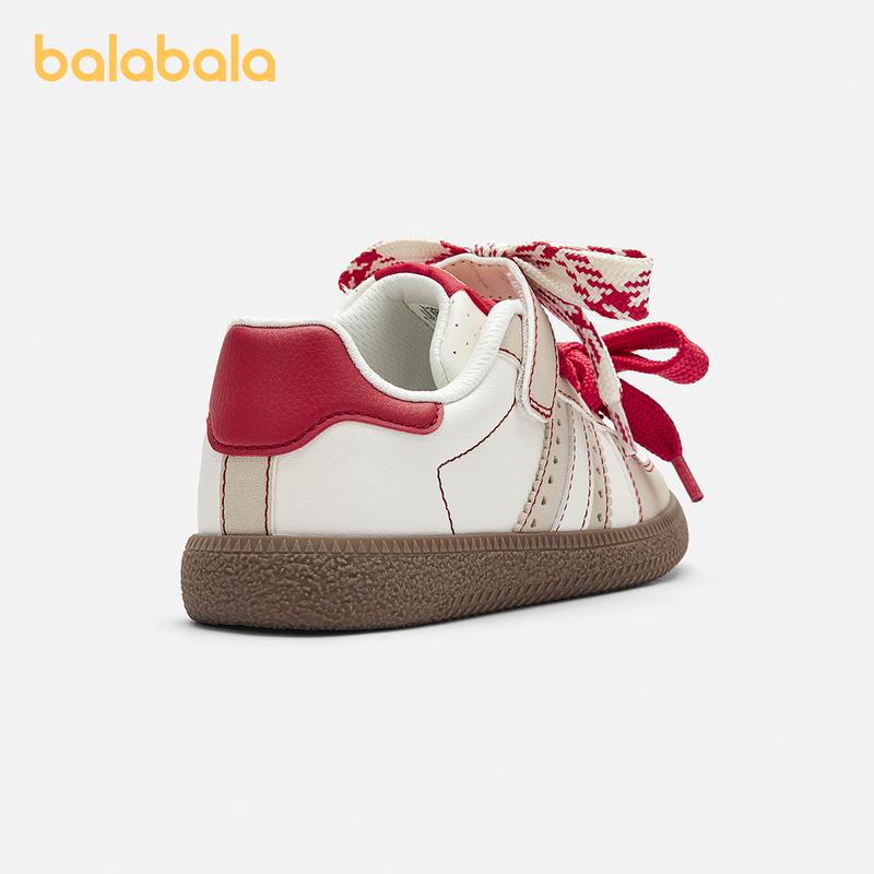 Balabala Kids Sneakers Girls' Training Shoes 2025 Breathable Anti-Slip Easy Velcro Spring Colors White Red Dreamy Pink Full Rubber Outsole Leather Toe Cap