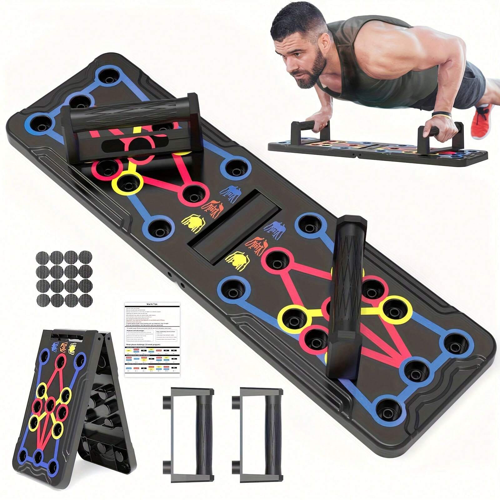 16-in-1 Multi-Function Push Up Handles: Portable, Foldable, and Suitable for Men and Women - ABS Material, No Power Required Home Gym Exercise Equipment