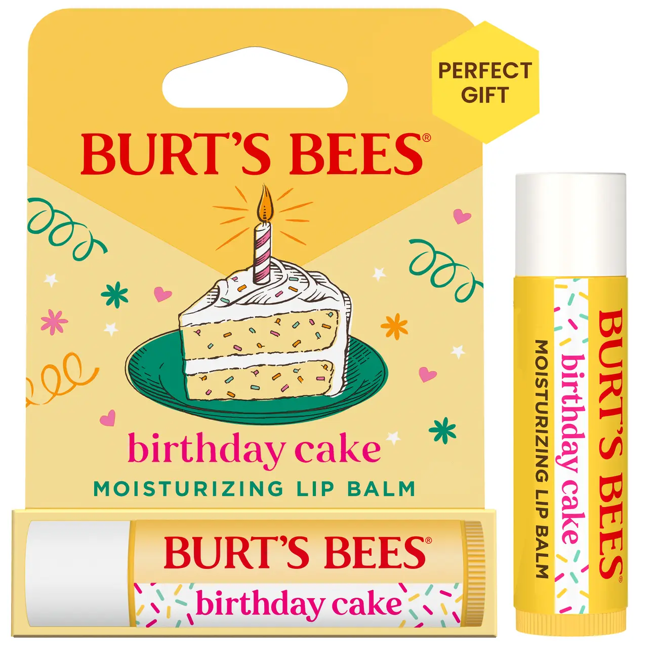Burt's Bees Birthday Cake Moisturizing Lip Balm | 100% Natural Origin | Birthday Cake Flavor | Limited Edition Gift