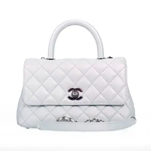 Pre-owned CHANEL Calfskin Crossbody Bags COCO HANDLE Light Blue Quilted Crossbody Bag 44446112 ce