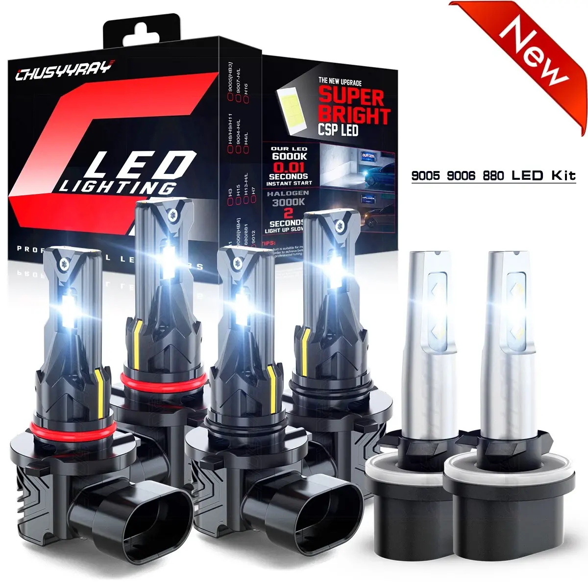 Fit Chevy Silverado 1999-2002 Tahoe 2000-2006 6X 9005+9006+880 LED Headlights Lights Bulbs Kit