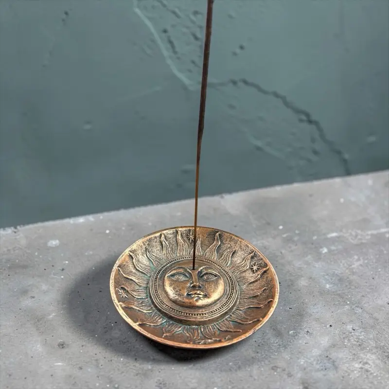 Bronze Colored Sun Incense Stick Burner