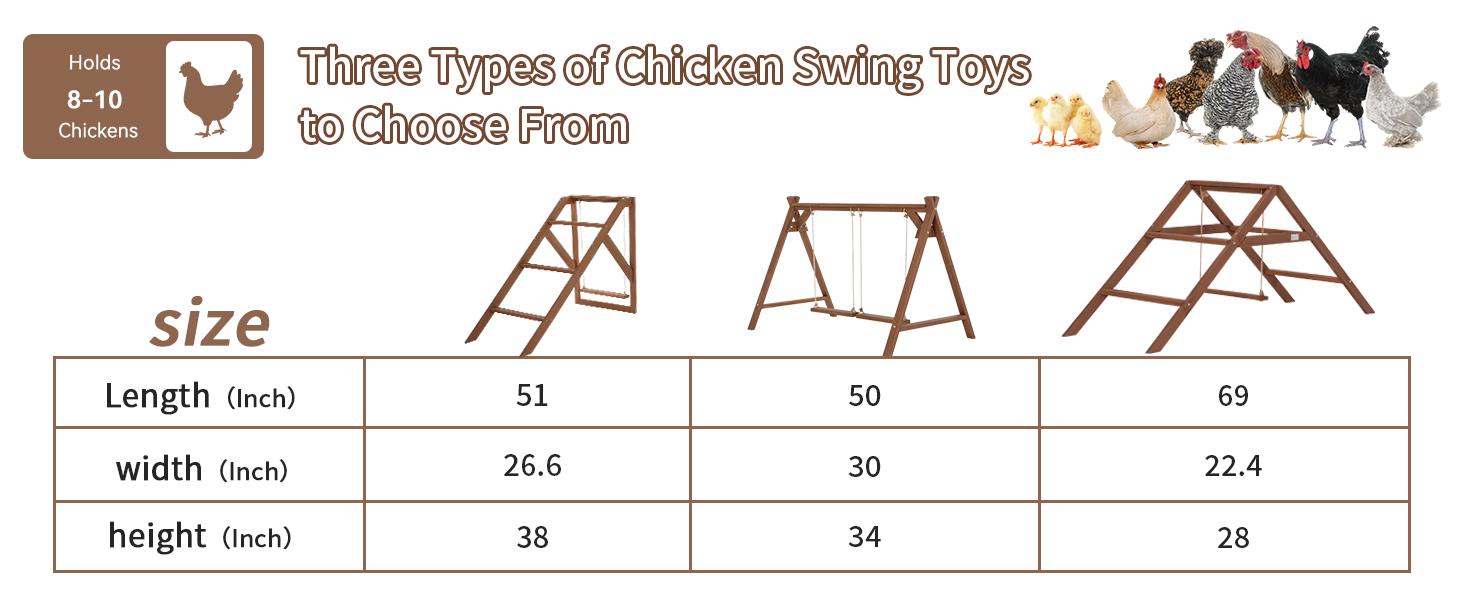 [5-year warranty] PETSFIT Chicken Roosting Bars for Hens with 2 Swings,Chickens Perch for Pet's Healthy and Play,Chicken Coop Accessories for 6-8 Chickens,Easy to Assemble and Clean