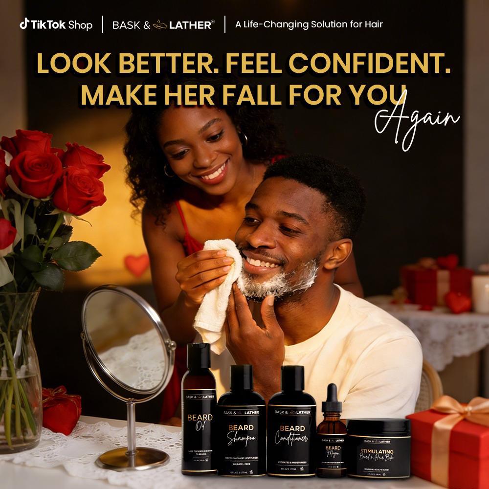 Men’s Healthy Hair and Beard Starter Kit Nourishing Shampoo, Conditioner, and Gentle Shea Butter Blend Balm Hydrating Set. Gift | Men's self-care