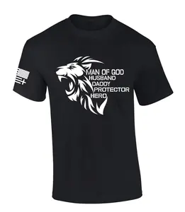 Mens Christian T-shirt Man of God Husband Daddy Protector Hero Short Sleeve T-shirt