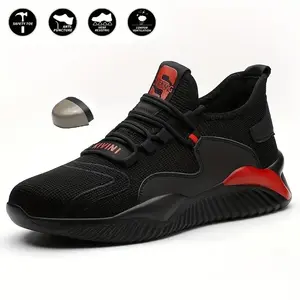 [Puncture Proof Steel Toe Shoes] Men's Steel Toe Puncture Proof Anti-skid Work Safety Shoes, Breathable Woven Knit Industrial Construction Sneakers Boy Footwear
