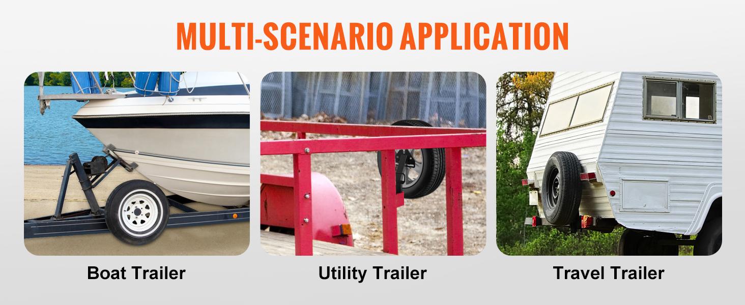 VEVOR Spare Tire Carrier, TikTokShopBlackFriday, Trailer Spare Tire Mount, 160 lbs Capacity, Utility Trailer Accessories Fits Most 4 & 5 & 6 & 8 Lugs Wheels on 4", 4.25", 4.5", 4.75", 5", 5.5", 6", 6.5" Bolt Patterns