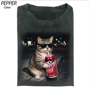 Cool Cat Dr Pepper Shirt, Streetwear Cat Soda Tee, Retro Animal Graphic Shirt, Unisex Graphic Tee, Unisex Gift for Men & Women