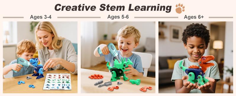 Laradola 3P Dinosaurs STEM Toy Kit with Electric Drill Gift for Kids Take Apart & Assemble Dinos Action Figures Playset Educational Animal Toys Christmas Birthday Party Gift for Boys & Girls Laradola 3P Dinosaurs STEM Toy Kit with Electric Drill Gift for Kids Take Apart & Assemble Dinos Action Figures Playset Educational Animal Toys Christmas Birthday Party Gift for Boys & Girls