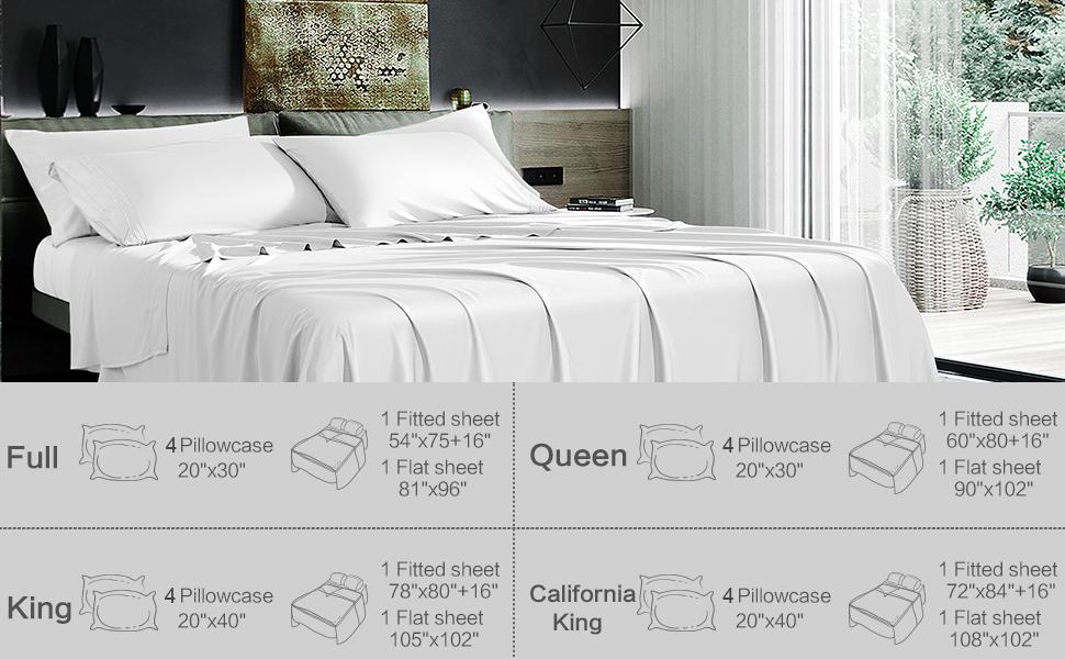 Bamboo Sheets Set 4/6 Pcs, Cooling Silky Soft & Hotel Luxury, Soft Bedding Sets for Hot Sleepers, 16 Inch Deep Pocket, Wrinkle Resistant & Machine Washable for a Luxury Sleep Experience