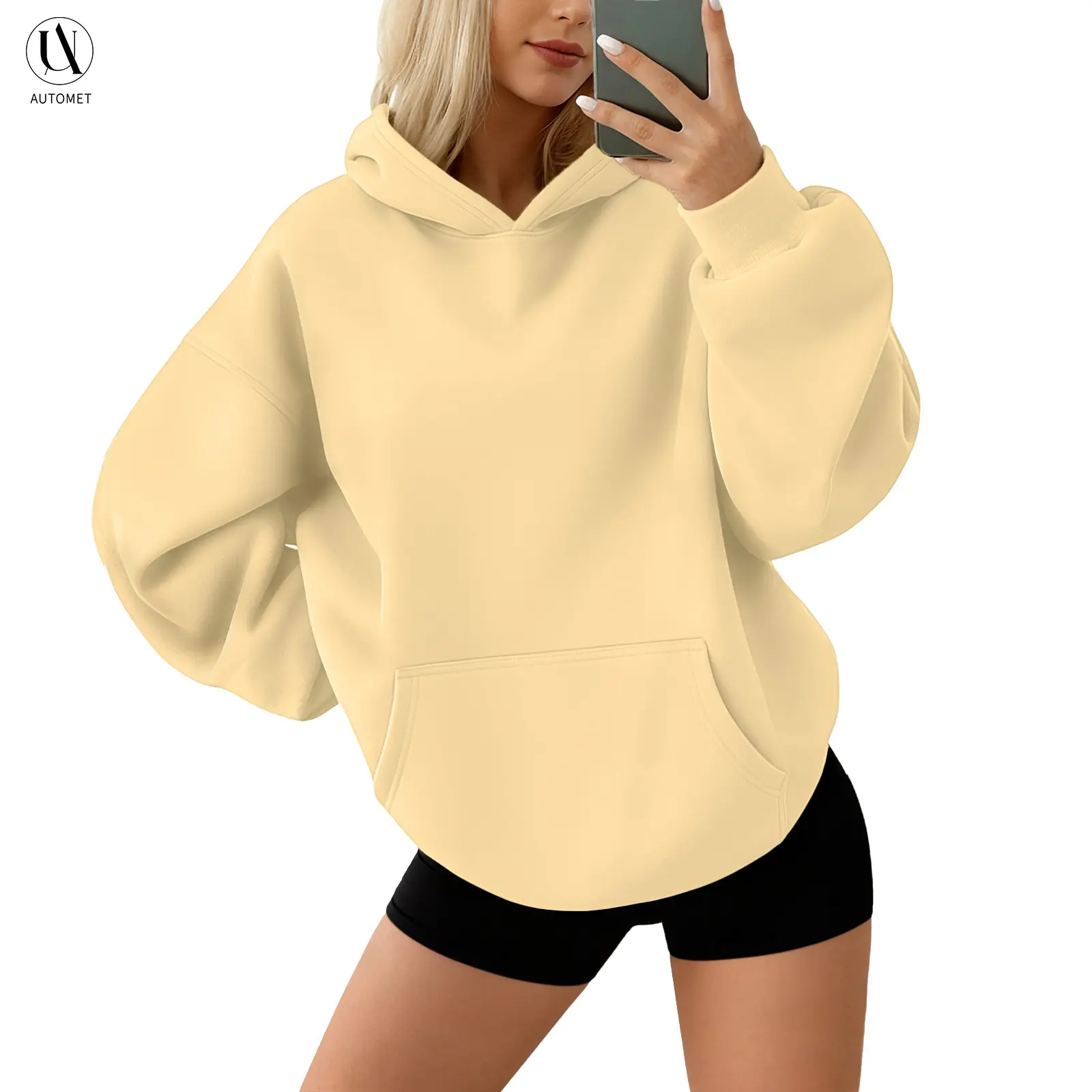 AUTOMET Women's Oversize Minimalist Full-Sleeve Comfy Cotton Fleece Polyester Essential Hoodies, Baggy Chic Tops for Women with Pockets, Casual Fall Everyday Sweats  athletic outfit  summer