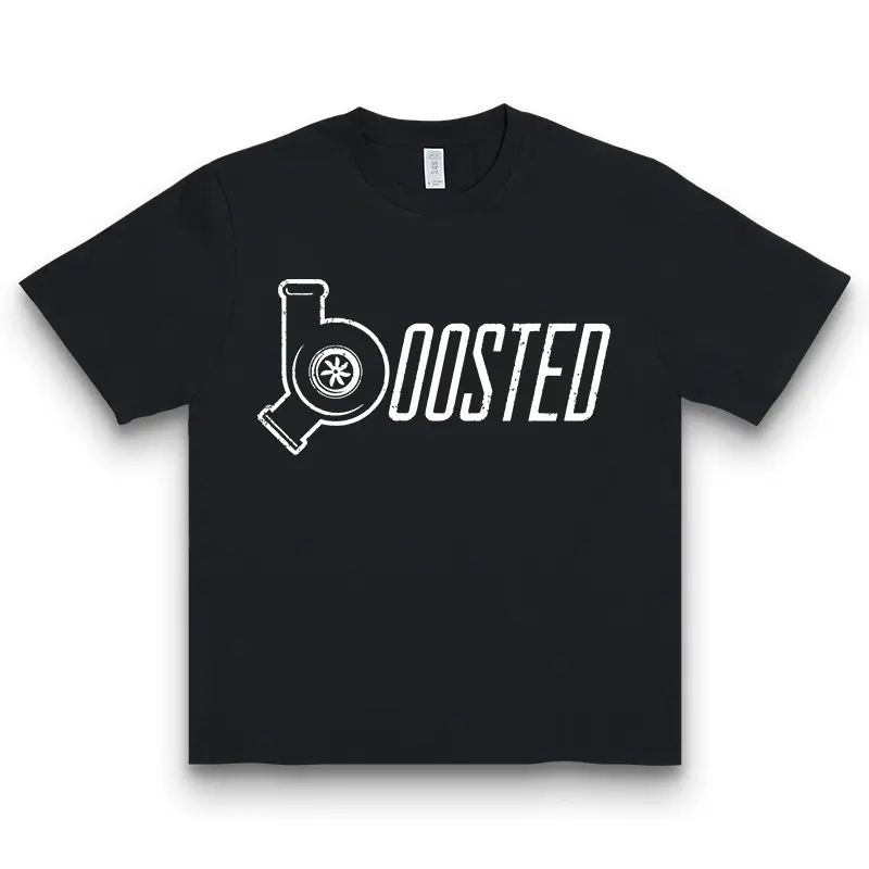 Men's Boosted Turbo Garage Graphic Tee Casual Short Sleeve Crew Neck T Shirt For Car Enthusiasts Mechanics Daily Wear