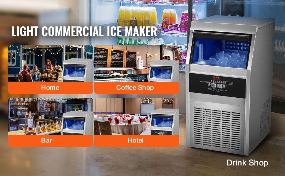 VEVOR 110V Commercial Ice Maker Machine 120-130LBS/24H with 33LBS Bin,  Stainless Steel Automatic Operation Under Counter Ice Machine for Home Bar, Include Water Filter, Scoop VEVOR Super Brand Day