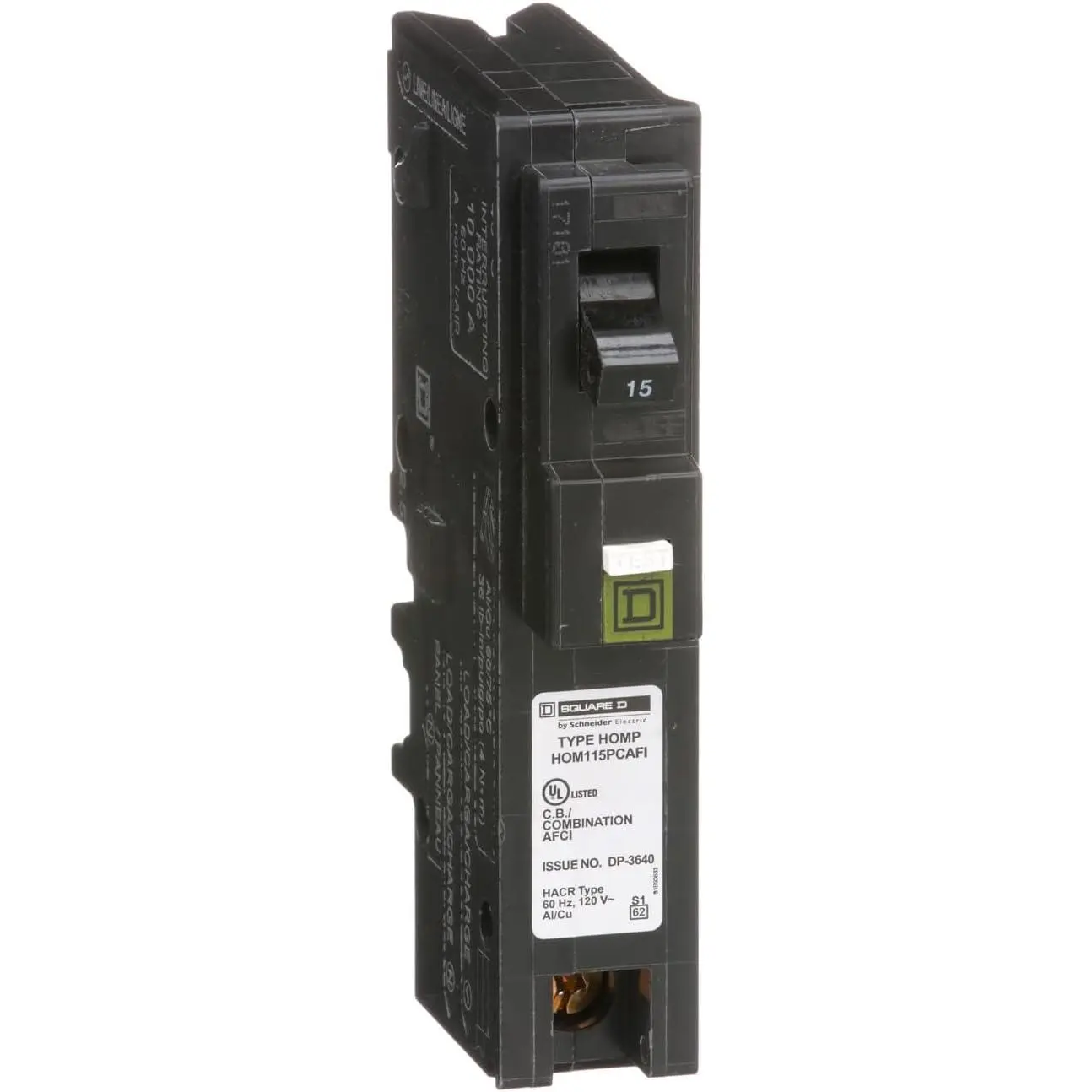 by  Homeline 15 Amp Mini Circuit Breaker, 1 Pole, 120V AC, 10kA Breaking Capacity, Plug in Mount, CAFI/CAFCI, Residential Use (HOM115PCAFIC)