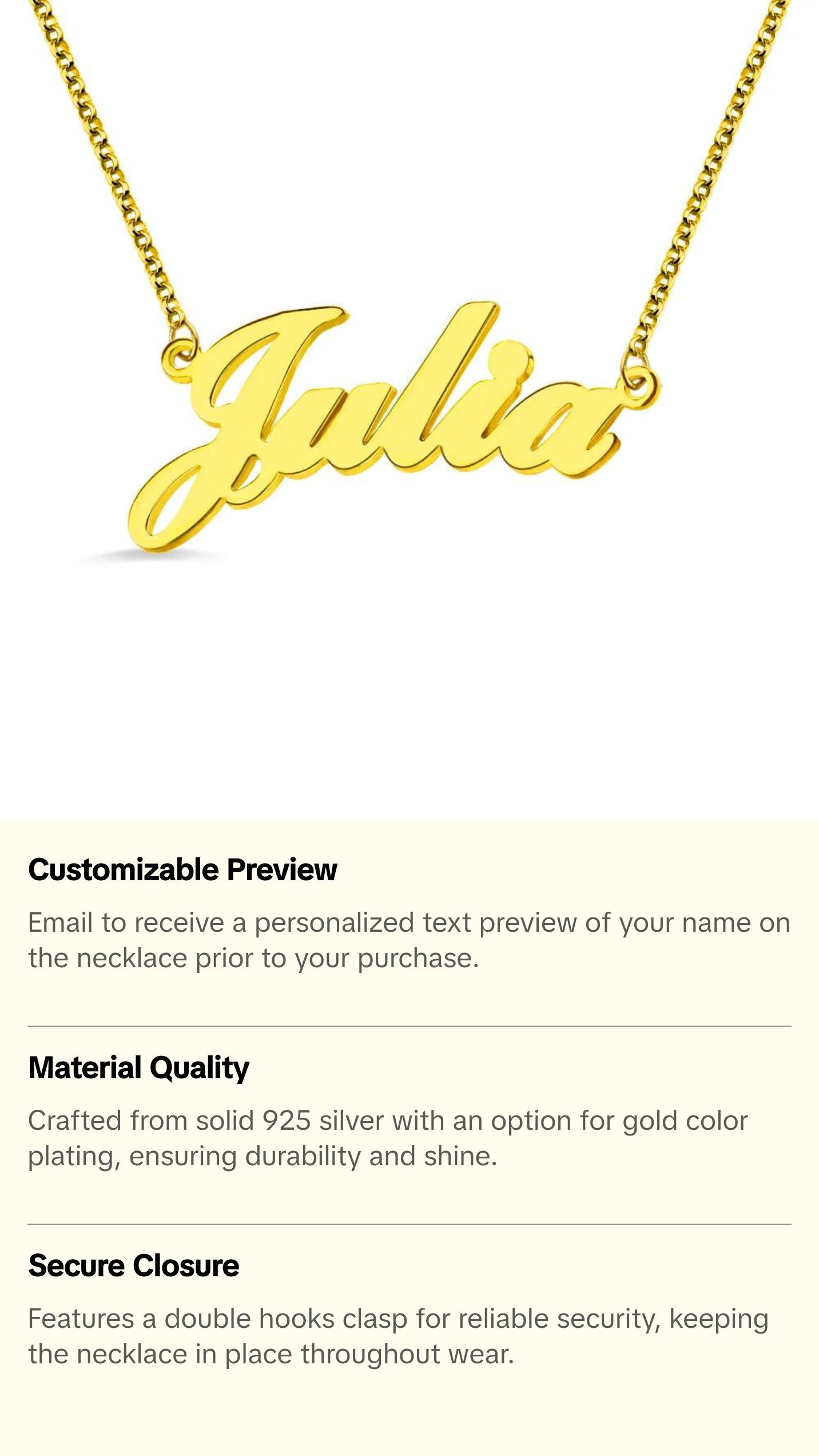 Personalized Julia Name Necklace